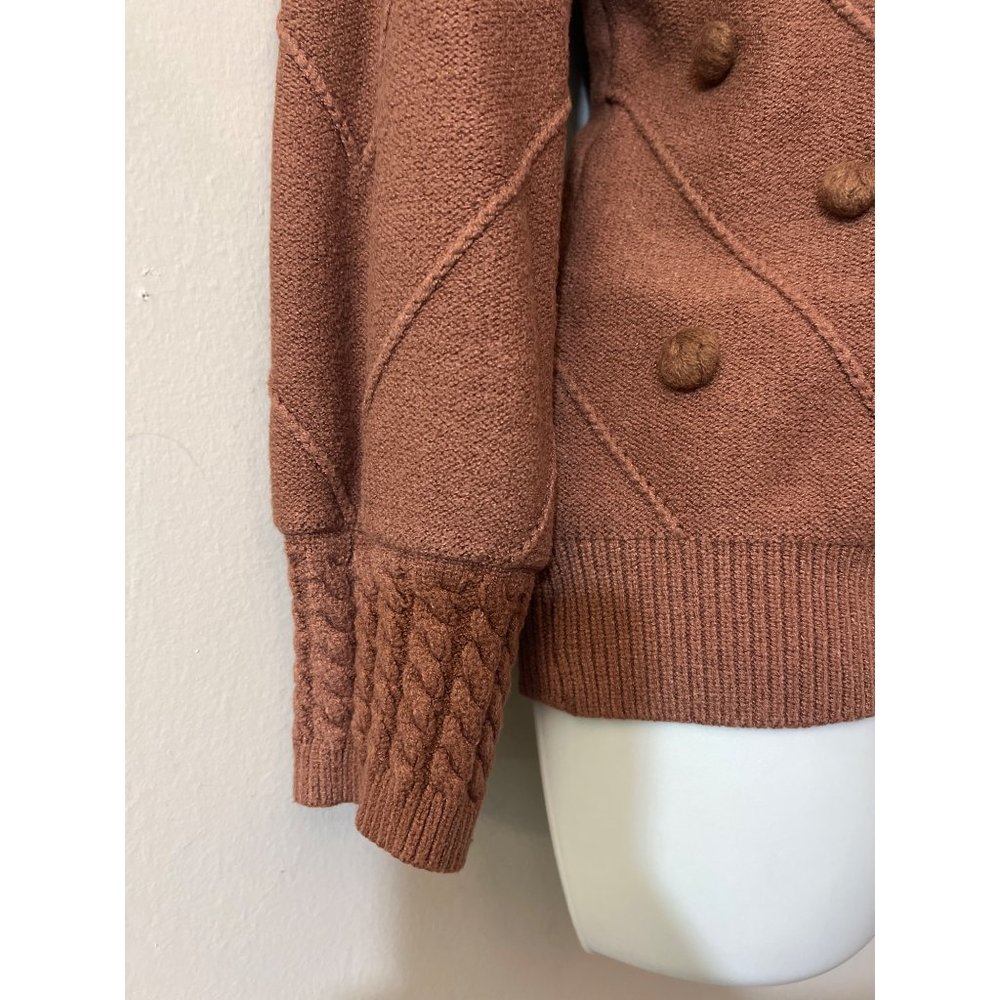 Simplee Brown Popcorn Long Sleeve Womens Crewneck Sweater Size Large - Picture 4 of 8